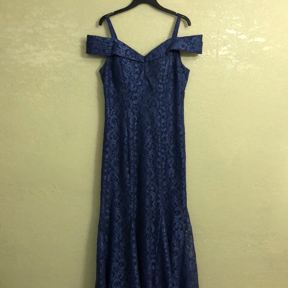 R&M Richards Blue Sparkle Evening Gown